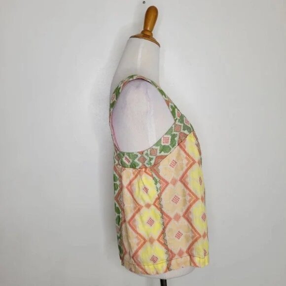 Anthropologie Marta Swing Tank Cropped Geometric Aztec Print Women Small - Picture 4 of 11